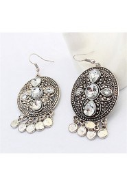 British Retro Antique Silver Earrings Diamond Tassel Earrings Exaggerated Earrings Court