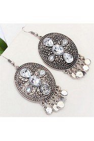 British Retro Antique Silver Earrings Diamond Tassel Earrings Exaggerated Earrings Court