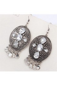 British Retro Antique Silver Earrings Diamond Tassel Earrings Exaggerated Earrings Court