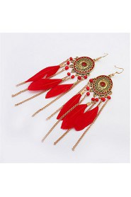 Bohemian Fashion Feather Earrings Discs