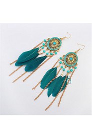 Bohemian Fashion Feather Earrings Discs