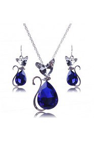 Jewelry Set Women's Party Jewelry Sets Alloy Crystal Necklaces / Earrings Silver