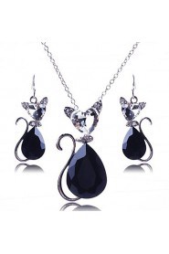 Jewelry Set Women's Party Jewelry Sets Alloy Crystal Necklaces / Earrings Silver