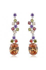 Brass With Cubic Zirconia Drop Earrings (More Colors)