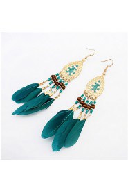 Fashion Oval Beads Feather Tassel Earrings Earrings Temperament Camera Photo Accessories