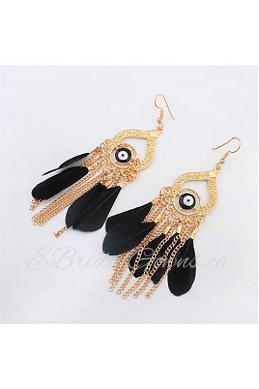 Stylish Atmosphere Chain Feather Tassel Earrings