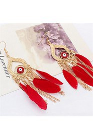 Stylish Atmosphere Chain Feather Tassel Earrings