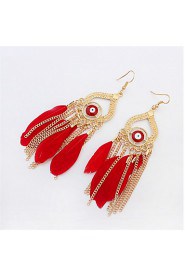 Stylish Atmosphere Chain Feather Tassel Earrings