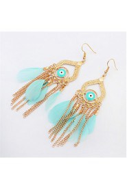 Stylish Atmosphere Chain Feather Tassel Earrings