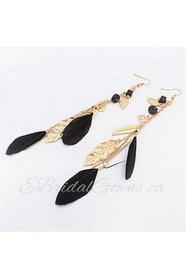 Fashion Leaves Tassel Feather Earrings Personality Mash