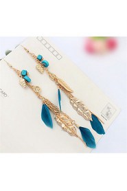 Fashion Leaves Tassel Feather Earrings Personality Mash