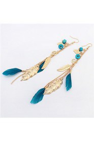 Fashion Leaves Tassel Feather Earrings Personality Mash