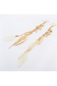 Fashion Leaves Tassel Feather Earrings Personality Mash