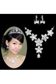 Wedding Bridal Bridesmaid Crystal Necklace Earrings Jewelry Set