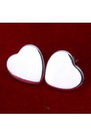 Sweet Heart Shape Silver Plated Earring Studs(Silver)(1Pair)