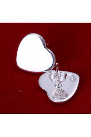 Sweet Heart Shape Silver Plated Earring Studs(Silver)(1Pair)