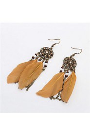 Retro Fashion Tassels Feather Earrings