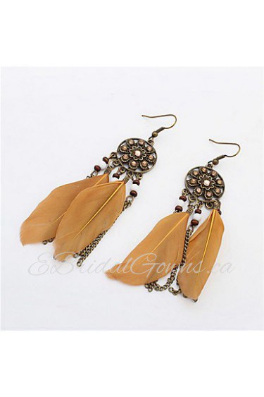 Retro Fashion Tassels Feather Earrings