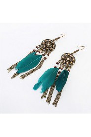 Retro Fashion Tassels Feather Earrings