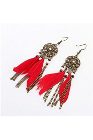 Retro Fashion Tassels Feather Earrings