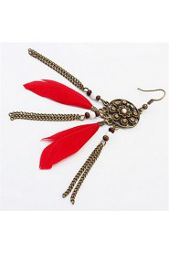 Retro Fashion Tassels Feather Earrings