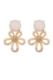 Fashion Simple Small Round Turquoise Flash Diamond Flower Earrings