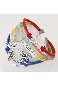 European Style Retro Fashion 8 Infinite Love Anchor Multilayer Woven Bracelet