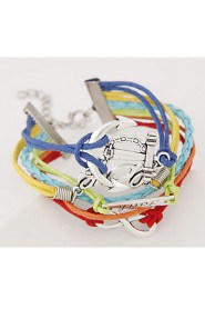 European Style Retro Fashion 8 Infinite Love Anchor Multilayer Woven Bracelet