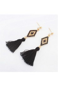 Stylish And Elegant Beads Diamond Tassel Earrings