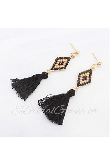 Stylish And Elegant Beads Diamond Tassel Earrings