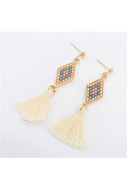 Stylish And Elegant Beads Diamond Tassel Earrings