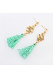 Stylish And Elegant Beads Diamond Tassel Earrings