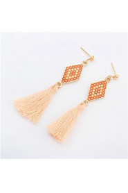 Stylish And Elegant Beads Diamond Tassel Earrings