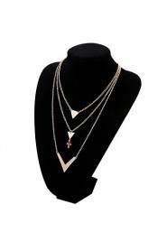 Simple V-Shaped Surface Plus Three Cross Necklace