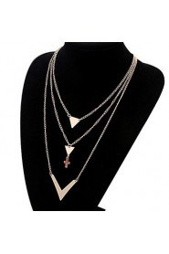 Simple V-Shaped Surface Plus Three Cross Necklace