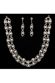 White Pearl Two Piece Shining Ladies' Jewelry Set (45 cm)