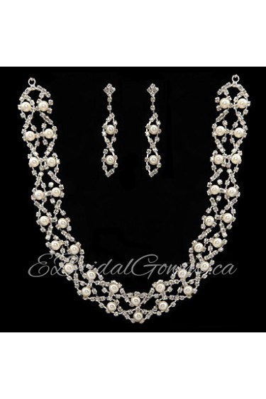 White Pearl Two Piece Shining Ladies' Jewelry Set (45 cm)