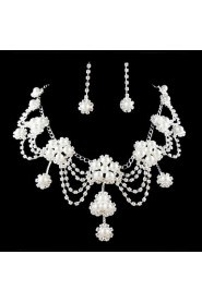 Wedding Bridal Bridesmaid Crystal Necklace Earrings Jewelry Set