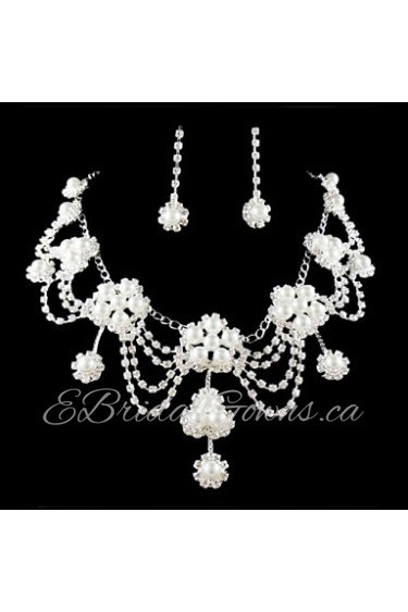 Wedding Bridal Bridesmaid Crystal Necklace Earrings Jewelry Set