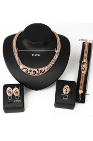 Women's Alloy Golden Crystal Neclace & Earrings Jewelry Set for Wedding Party