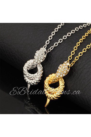 Hot Sale Snake Charm Pendant Necklace 18K Real Gold Platinum Plated Rhinestone Crystal Jewelry Gift for Women