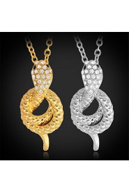 Hot Sale Snake Charm Pendant Necklace 18K Real Gold Platinum Plated Rhinestone Crystal Jewelry Gift for Women