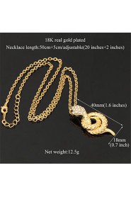 Hot Sale Snake Charm Pendant Necklace 18K Real Gold Platinum Plated Rhinestone Crystal Jewelry Gift for Women