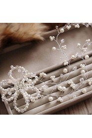 Bride's Flower Shape Rhinestone Pearl Wedding Hair Clip Accessories 1 PC