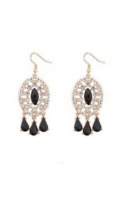 Popular Oval Hollow Flash Diamond Tassel Earrings