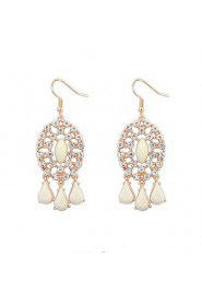 Popular Oval Hollow Flash Diamond Tassel Earrings