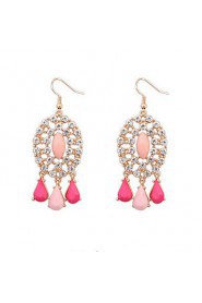 Popular Oval Hollow Flash Diamond Tassel Earrings