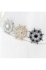 Inlay Diamond Rudder Brooch (1Pc)