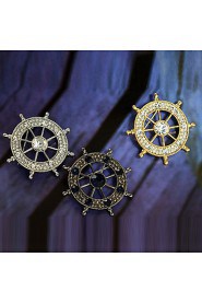 Inlay Diamond Rudder Brooch (1Pc)