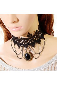 Vintage Big Gem Lace Necklace